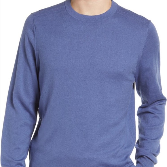 Mens Small Tech-Smart Thermo Crewneck Sweater in Blue Angelite NWT - Picture 2 of 11